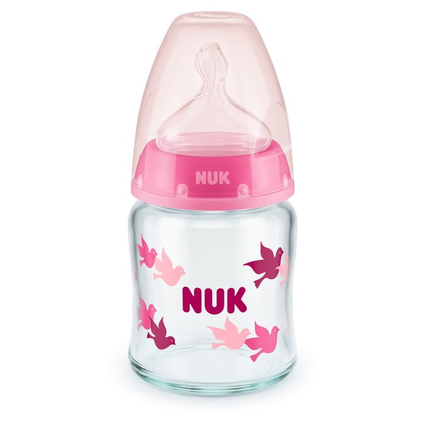 Продукт NUK First Choice - стъклено шише Temperature Control 120мл. със силиконов биберон за хранене 0-6мес. - 0 - BG Hlapeta